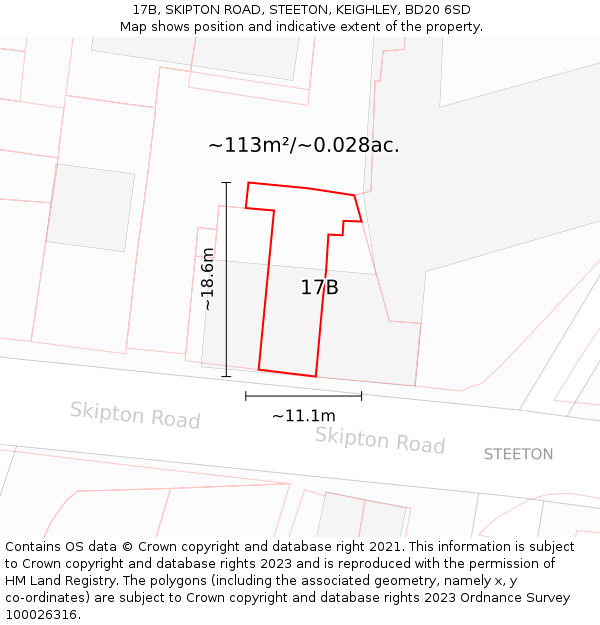 17B, SKIPTON ROAD, STEETON, KEIGHLEY, BD20 6SD: Plot and title map