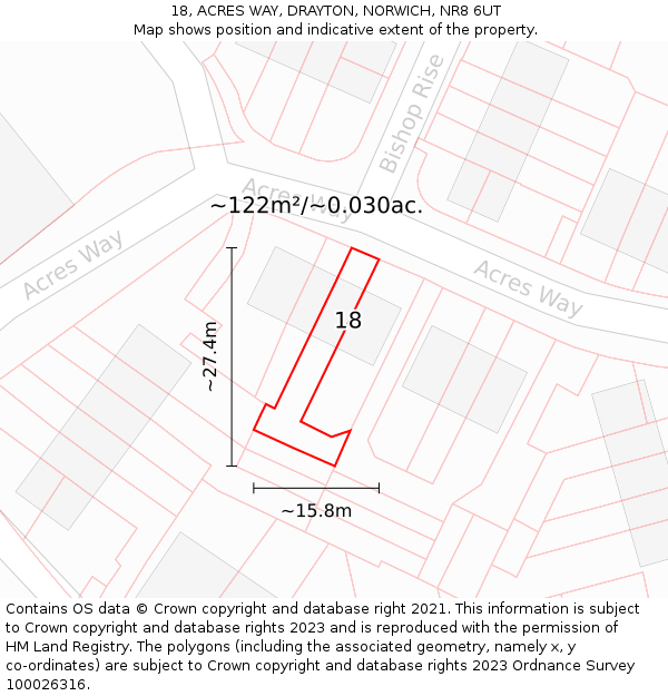 18, ACRES WAY, DRAYTON, NORWICH, NR8 6UT: Plot and title map