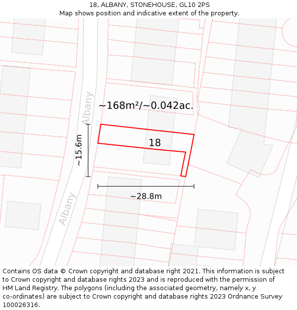 18, ALBANY, STONEHOUSE, GL10 2PS: Plot and title map