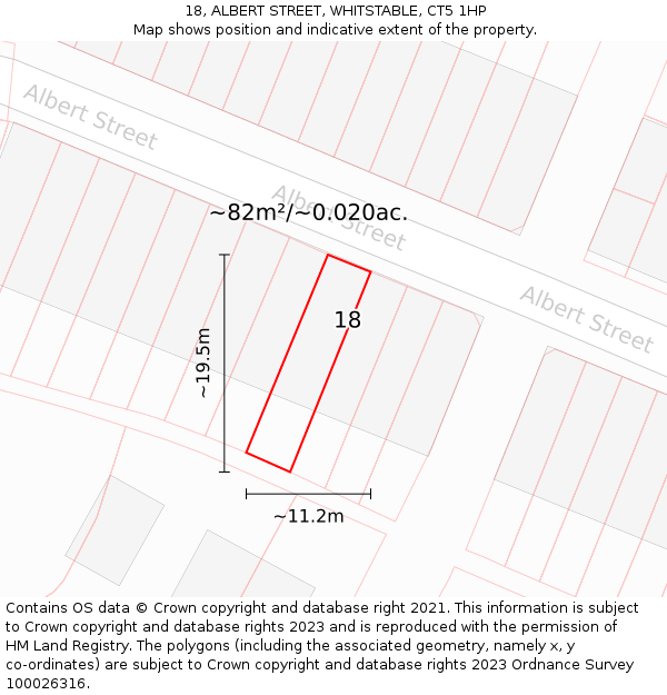 18, ALBERT STREET, WHITSTABLE, CT5 1HP: Plot and title map