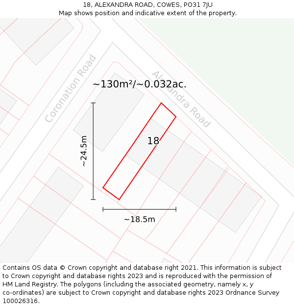 18, ALEXANDRA ROAD, COWES, PO31 7JU: Plot and title map