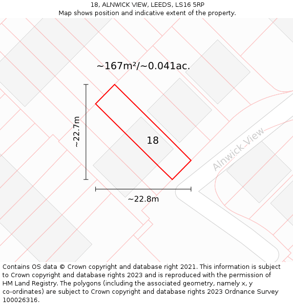 18, ALNWICK VIEW, LEEDS, LS16 5RP: Plot and title map