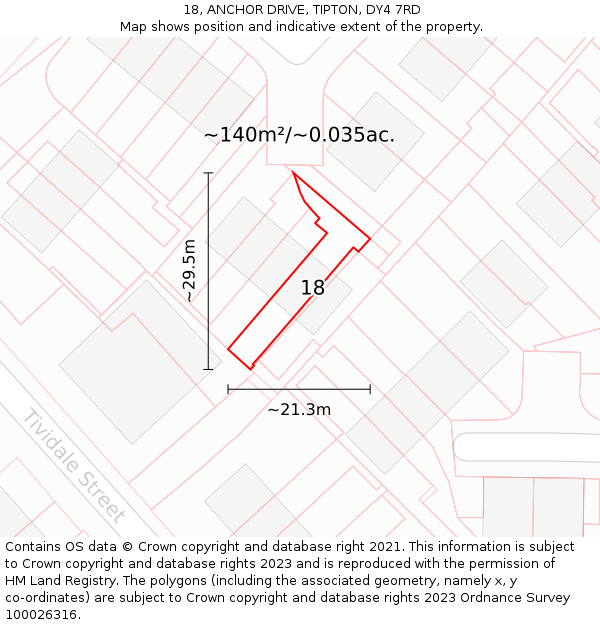 18, ANCHOR DRIVE, TIPTON, DY4 7RD: Plot and title map