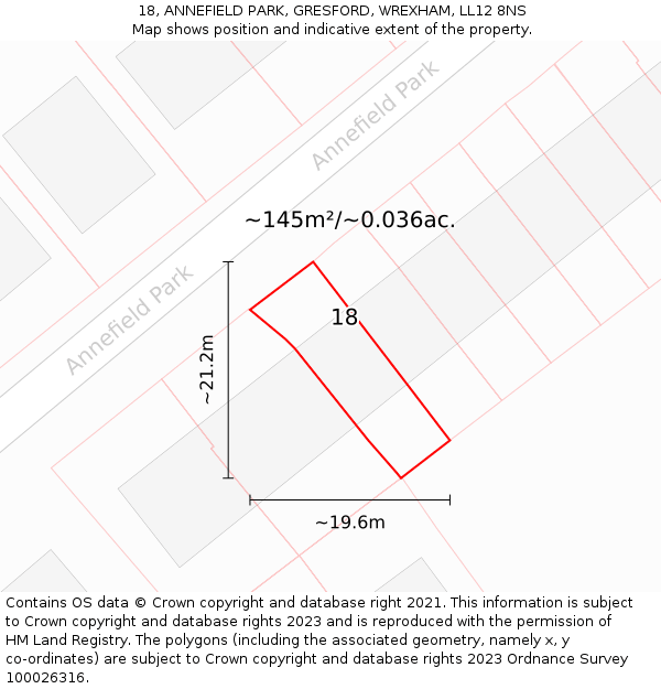 18, ANNEFIELD PARK, GRESFORD, WREXHAM, LL12 8NS: Plot and title map