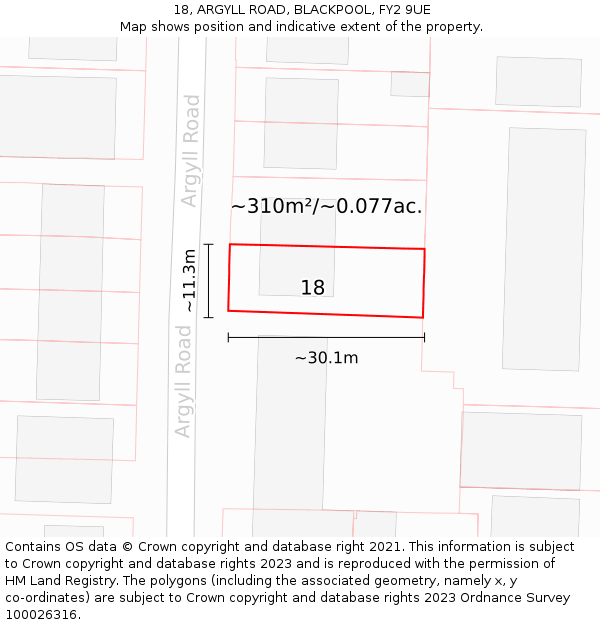 18, ARGYLL ROAD, BLACKPOOL, FY2 9UE: Plot and title map