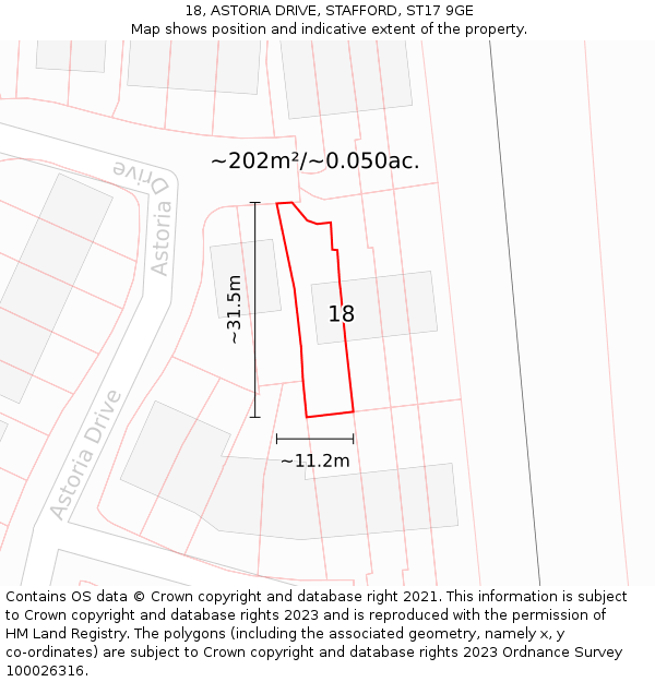 18, ASTORIA DRIVE, STAFFORD, ST17 9GE: Plot and title map