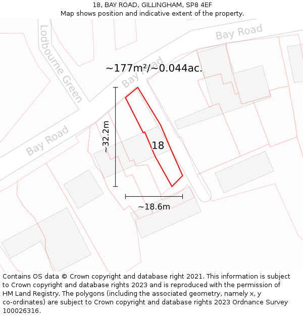 18, BAY ROAD, GILLINGHAM, SP8 4EF: Plot and title map