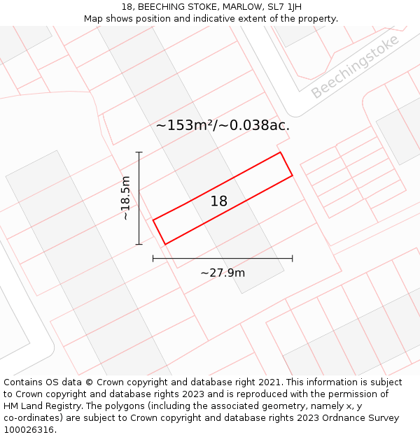 18, BEECHING STOKE, MARLOW, SL7 1JH: Plot and title map