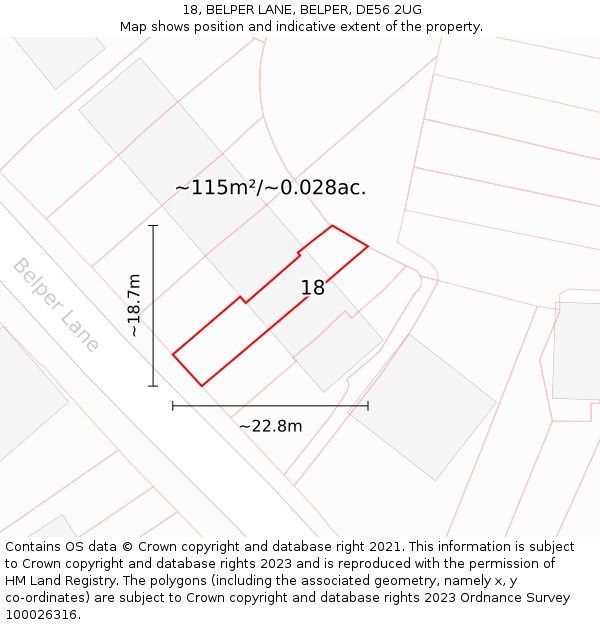 18, BELPER LANE, BELPER, DE56 2UG: Plot and title map