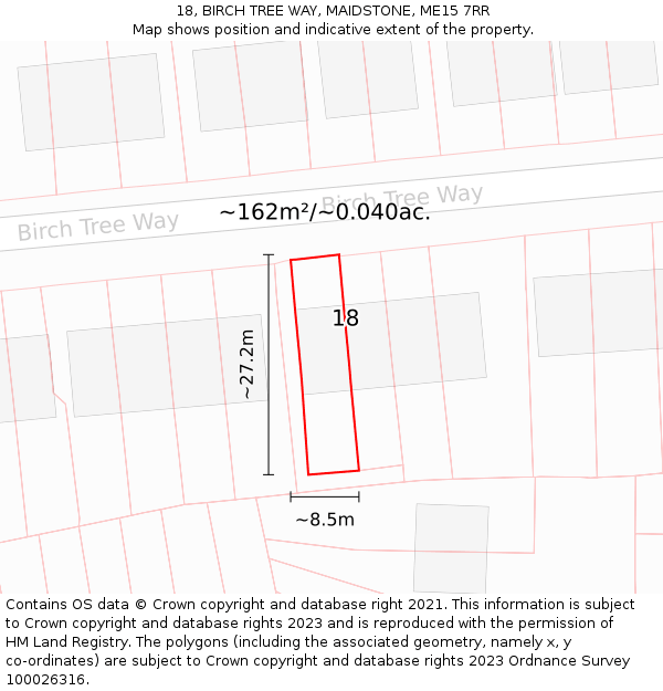 18, BIRCH TREE WAY, MAIDSTONE, ME15 7RR: Plot and title map