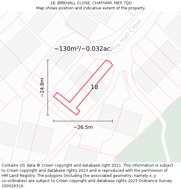 18, BIRKHALL CLOSE, CHATHAM, ME5 7QD: Plot and title map