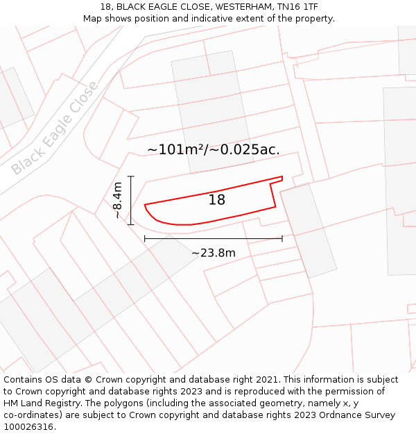 18, BLACK EAGLE CLOSE, WESTERHAM, TN16 1TF: Plot and title map