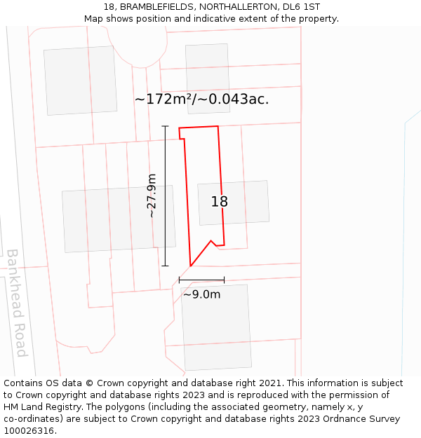 18, BRAMBLEFIELDS, NORTHALLERTON, DL6 1ST: Plot and title map