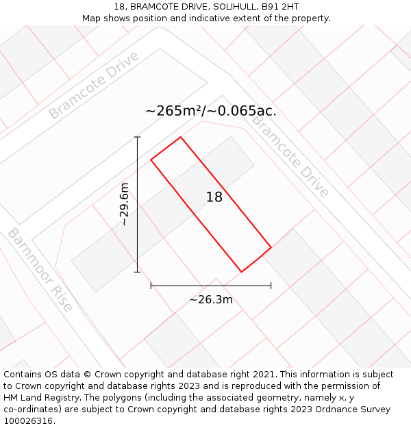 18, BRAMCOTE DRIVE, SOLIHULL, B91 2HT: Plot and title map
