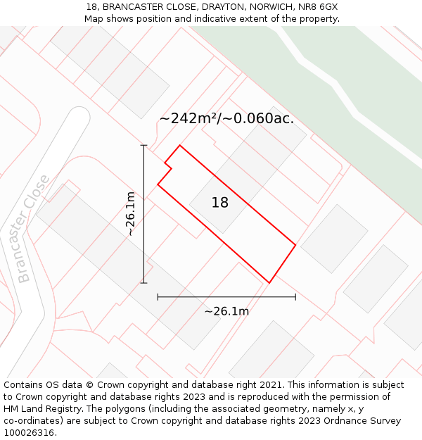 18, BRANCASTER CLOSE, DRAYTON, NORWICH, NR8 6GX: Plot and title map