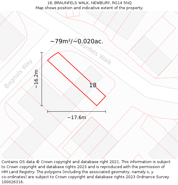 18, BRAUNFELS WALK, NEWBURY, RG14 5NQ: Plot and title map
