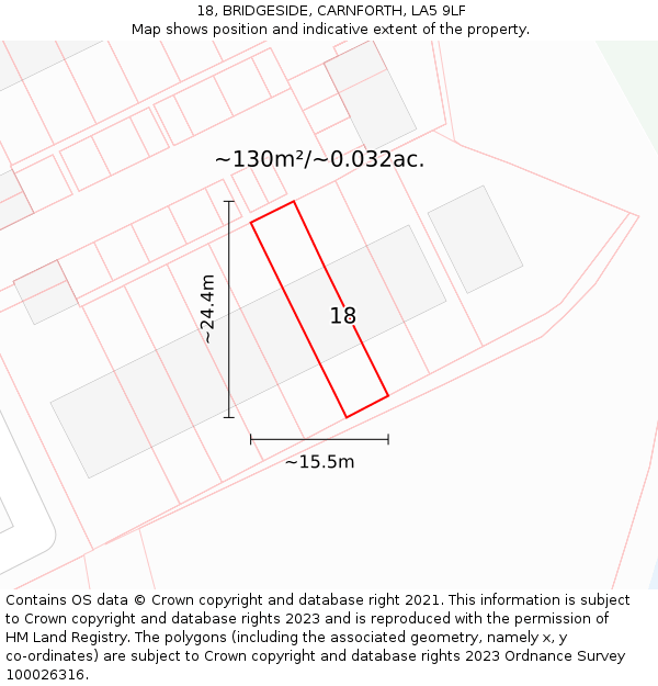 18, BRIDGESIDE, CARNFORTH, LA5 9LF: Plot and title map