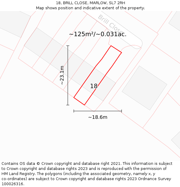 18, BRILL CLOSE, MARLOW, SL7 2RH: Plot and title map