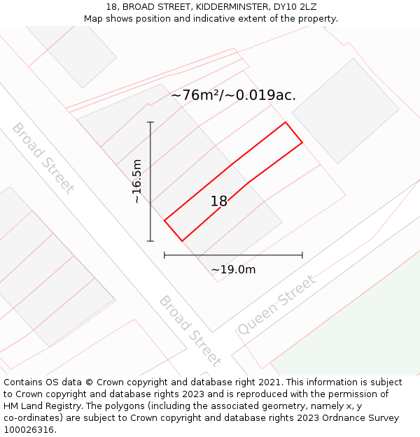18, BROAD STREET, KIDDERMINSTER, DY10 2LZ: Plot and title map