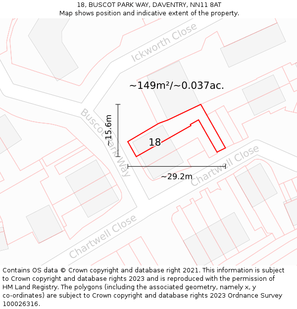 18, BUSCOT PARK WAY, DAVENTRY, NN11 8AT: Plot and title map