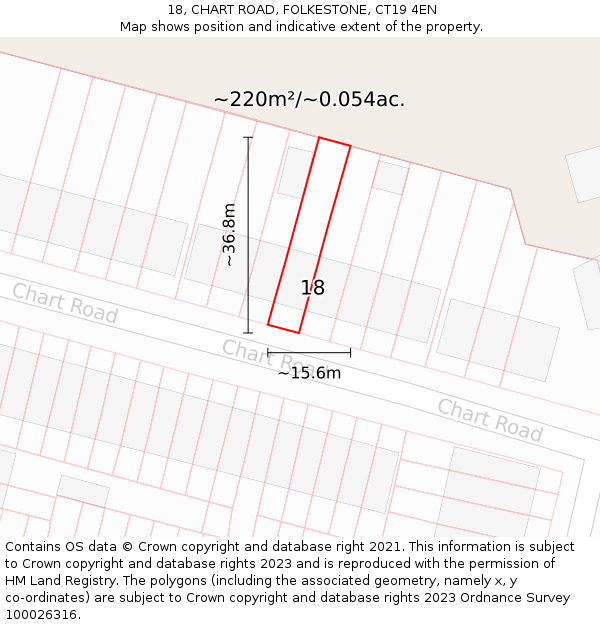 18, CHART ROAD, FOLKESTONE, CT19 4EN: Plot and title map