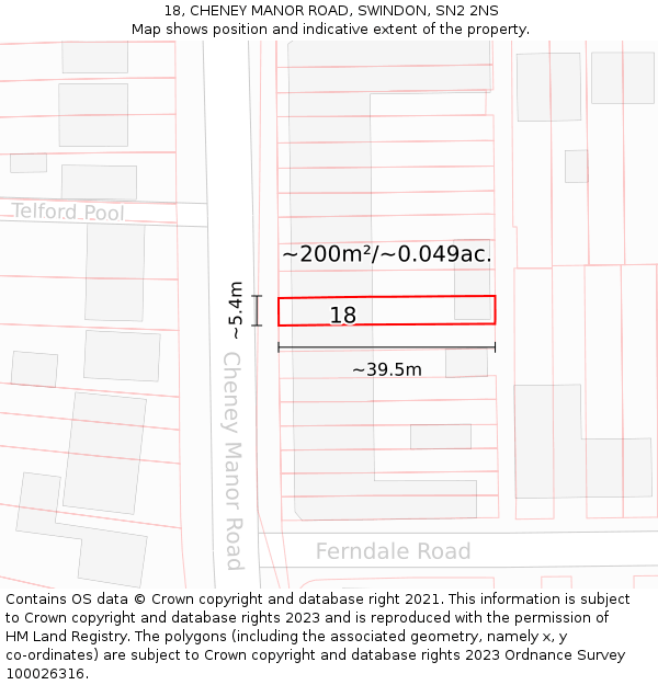 18, CHENEY MANOR ROAD, SWINDON, SN2 2NS: Plot and title map