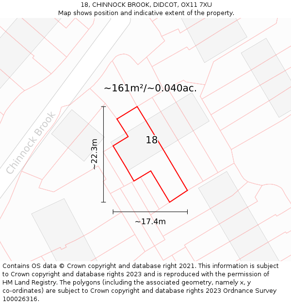 18, CHINNOCK BROOK, DIDCOT, OX11 7XU: Plot and title map