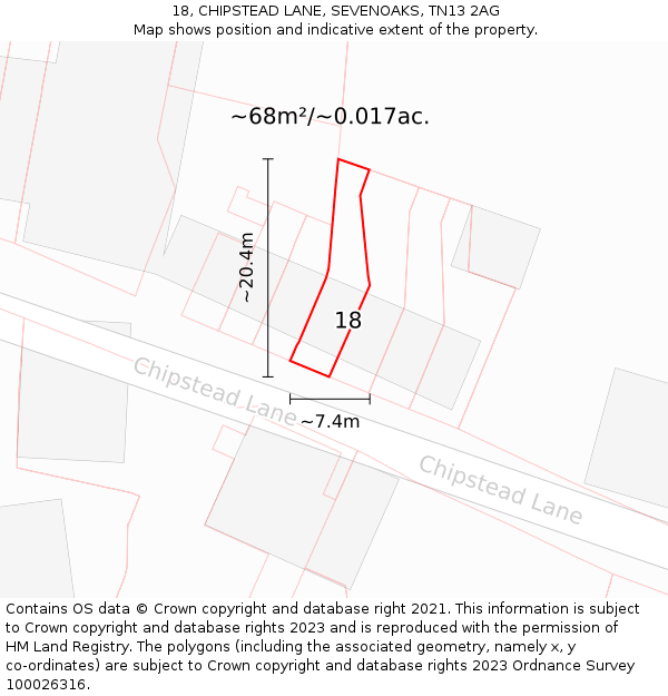 18, CHIPSTEAD LANE, SEVENOAKS, TN13 2AG: Plot and title map