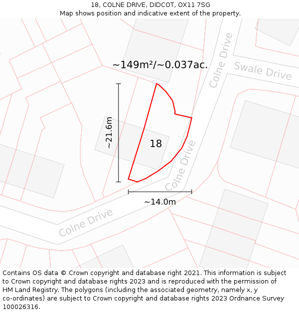 18, COLNE DRIVE, DIDCOT, OX11 7SG: Plot and title map