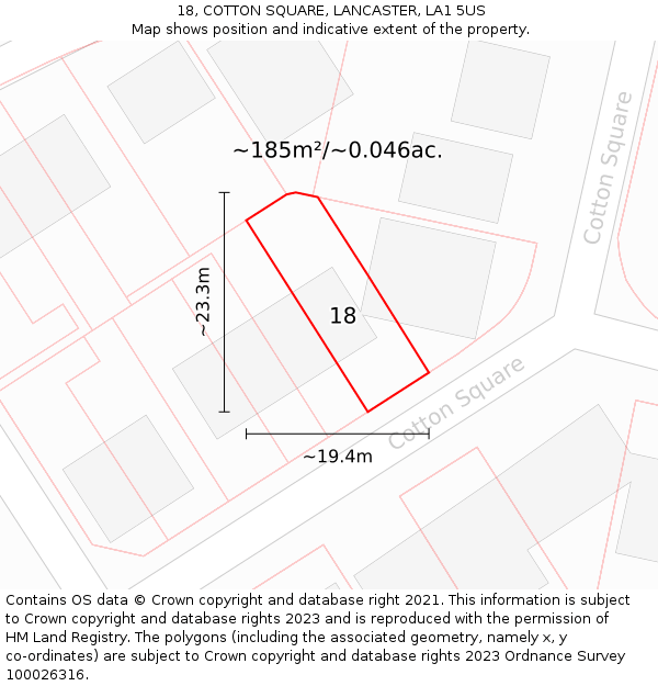 18, COTTON SQUARE, LANCASTER, LA1 5US: Plot and title map