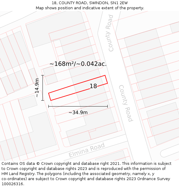 18, COUNTY ROAD, SWINDON, SN1 2EW: Plot and title map