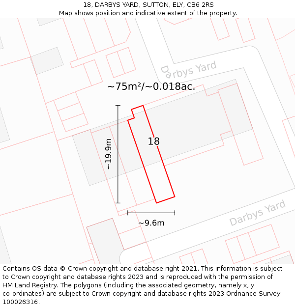 18, DARBYS YARD, SUTTON, ELY, CB6 2RS: Plot and title map