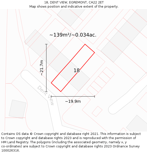18, DENT VIEW, EGREMONT, CA22 2ET: Plot and title map