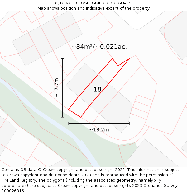 18, DEVOIL CLOSE, GUILDFORD, GU4 7FG: Plot and title map