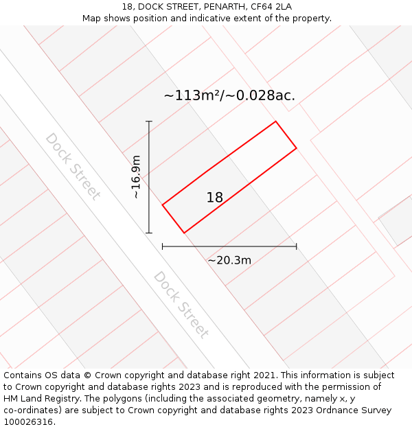 18, DOCK STREET, PENARTH, CF64 2LA: Plot and title map