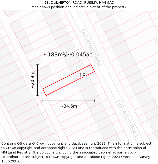 18, DULVERTON ROAD, RUISLIP, HA4 9AD: Plot and title map