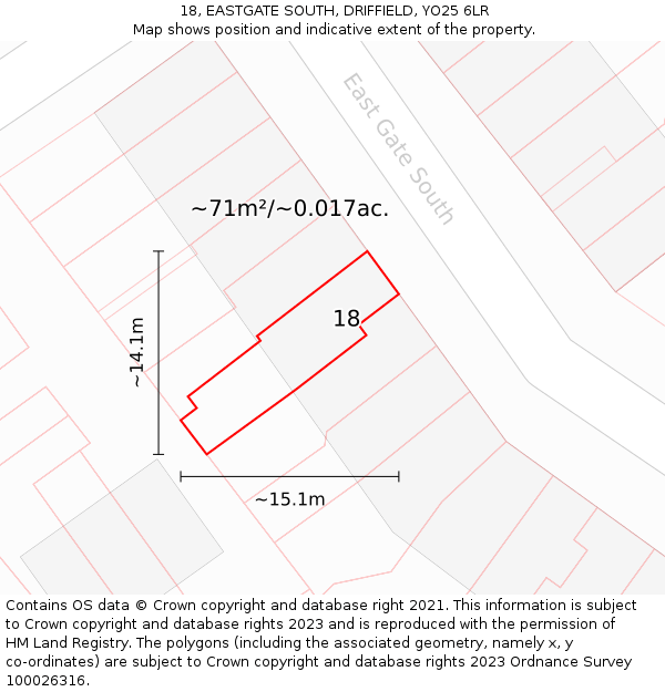18, EASTGATE SOUTH, DRIFFIELD, YO25 6LR: Plot and title map