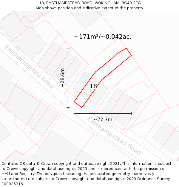 18, EASTHAMPSTEAD ROAD, WOKINGHAM, RG40 2EG: Plot and title map