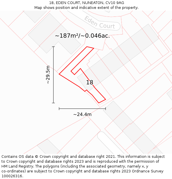 18, EDEN COURT, NUNEATON, CV10 9AG: Plot and title map
