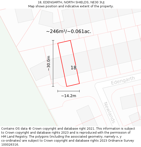 18, EDENGARTH, NORTH SHIELDS, NE30 3UJ: Plot and title map