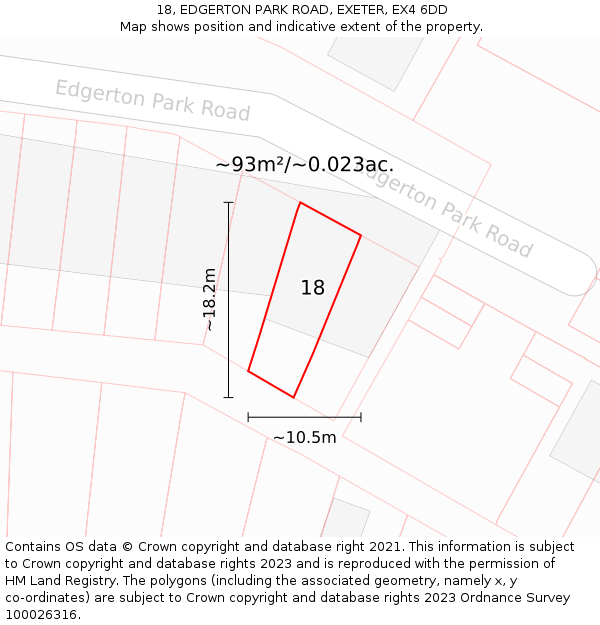 18, EDGERTON PARK ROAD, EXETER, EX4 6DD: Plot and title map
