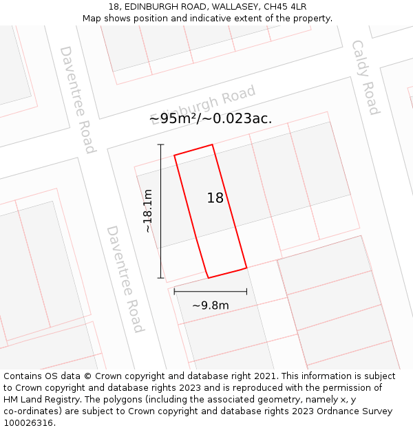 18, EDINBURGH ROAD, WALLASEY, CH45 4LR: Plot and title map