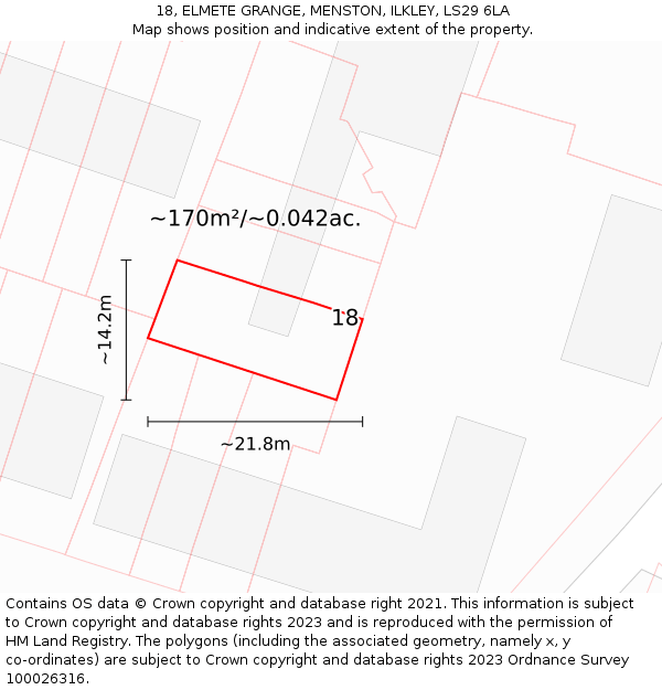 18, ELMETE GRANGE, MENSTON, ILKLEY, LS29 6LA: Plot and title map