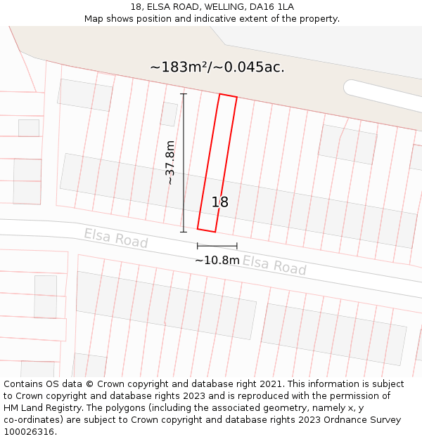 18, ELSA ROAD, WELLING, DA16 1LA: Plot and title map
