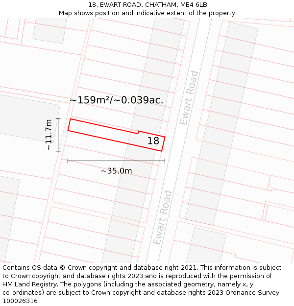 18, EWART ROAD, CHATHAM, ME4 6LB: Plot and title map
