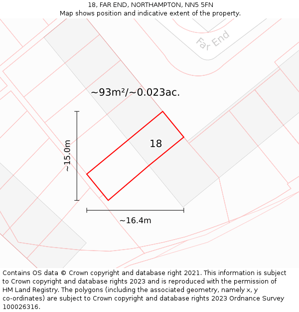 18, FAR END, NORTHAMPTON, NN5 5FN: Plot and title map