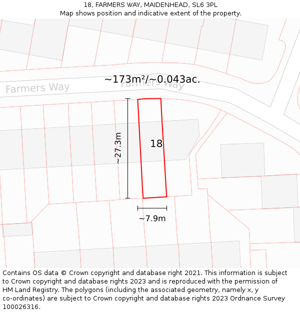 18, FARMERS WAY, MAIDENHEAD, SL6 3PL: Plot and title map