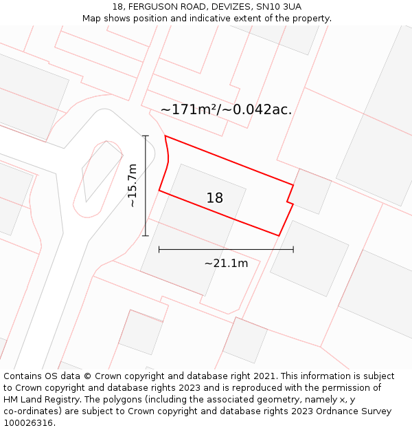 18, FERGUSON ROAD, DEVIZES, SN10 3UA: Plot and title map
