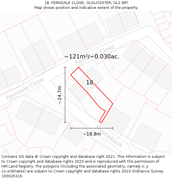 18, FERNDALE CLOSE, GLOUCESTER, GL2 9RT: Plot and title map