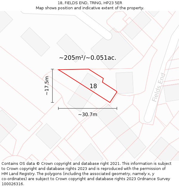 18, FIELDS END, TRING, HP23 5ER: Plot and title map